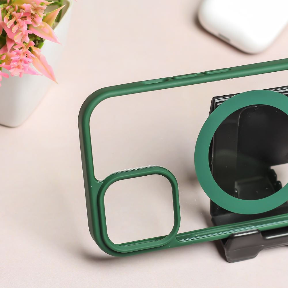 Forest Green MagSafe Clear Transparent Silicone case for Apple iphone 11