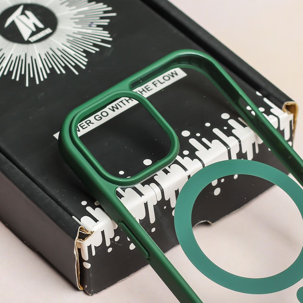 Forest Green MagSafe Clear Transparent Silicone case for Apple iphone 15 Pro Max