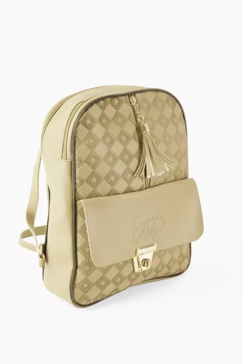 Trendy Casual Backpack for Girls - Light Brown