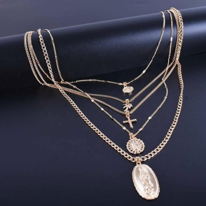 Latest Style Golden Western Multilayer Necklace Neck Chain