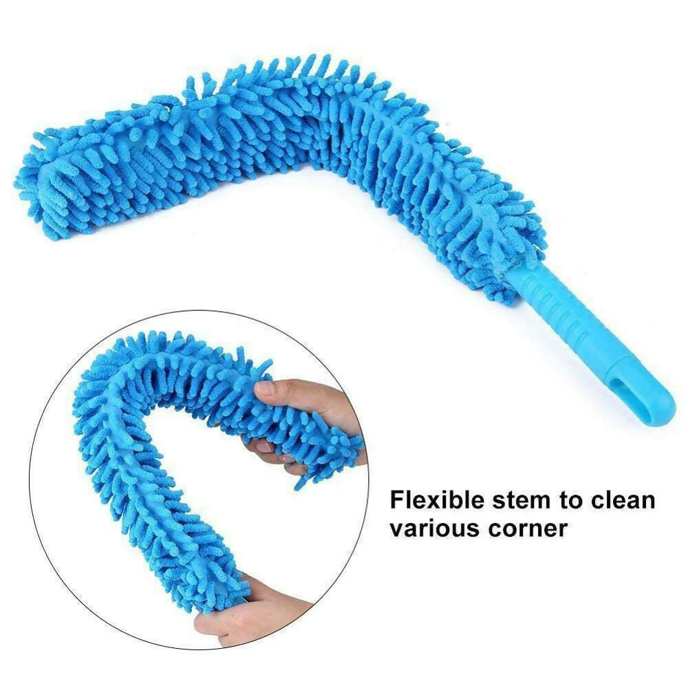 Microfiber Fan Cleaner Brush with Long Rod Flexible & Foldable Duster (Blue)