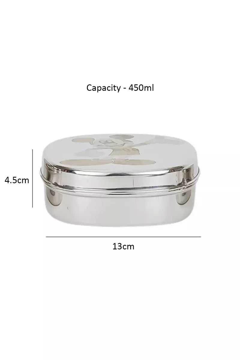 Zion Stainless Steel Mickey Printed Lunch Box - 450 ML