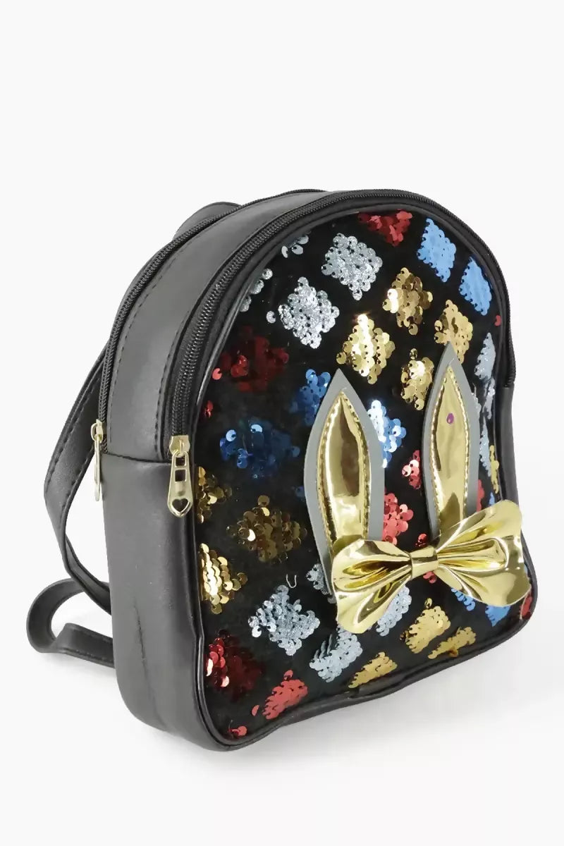 Girl's Sequin Shoulder Backpack - Black
