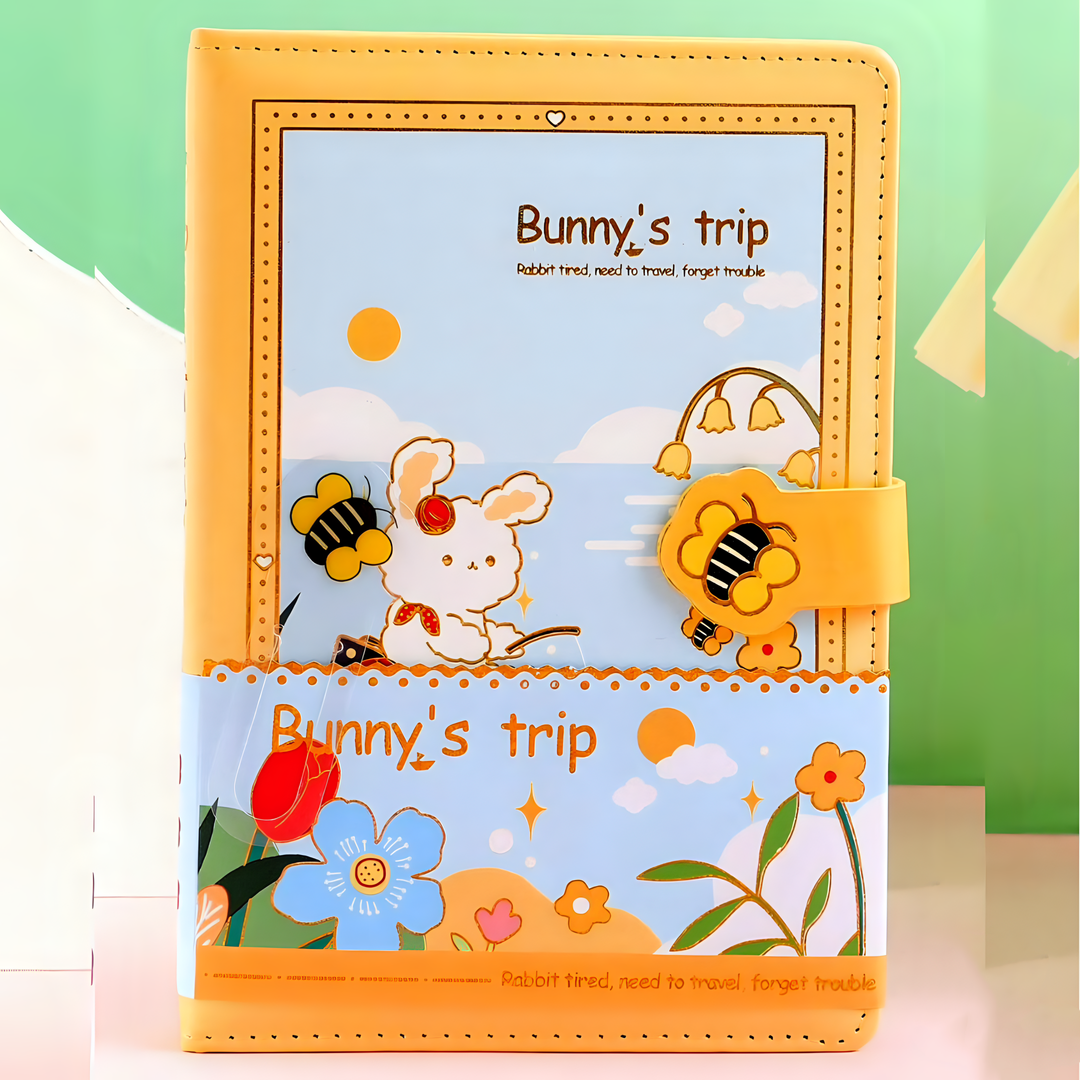 Bunny's Travel Journal with a Magnetic Lock