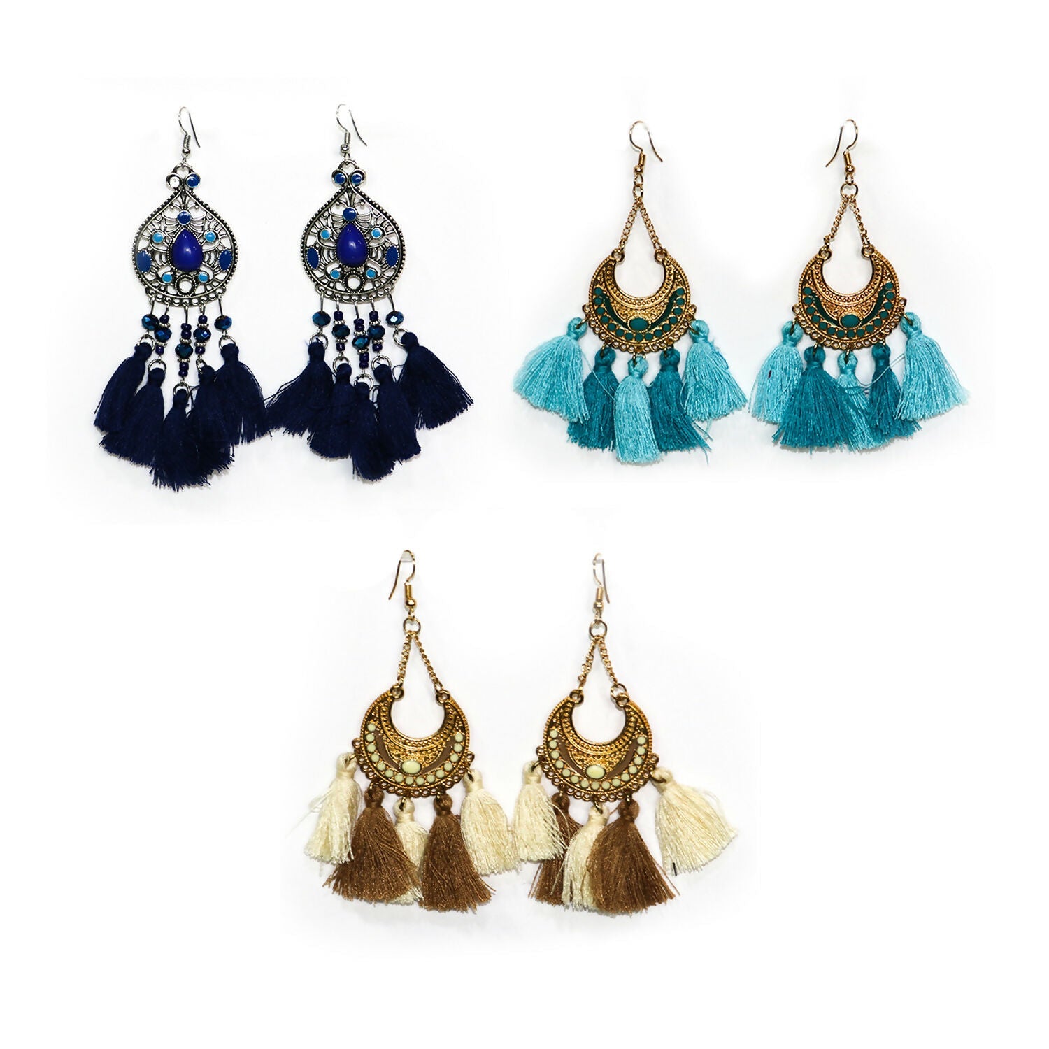 Stylish Tassel Earrings Pack Of 3