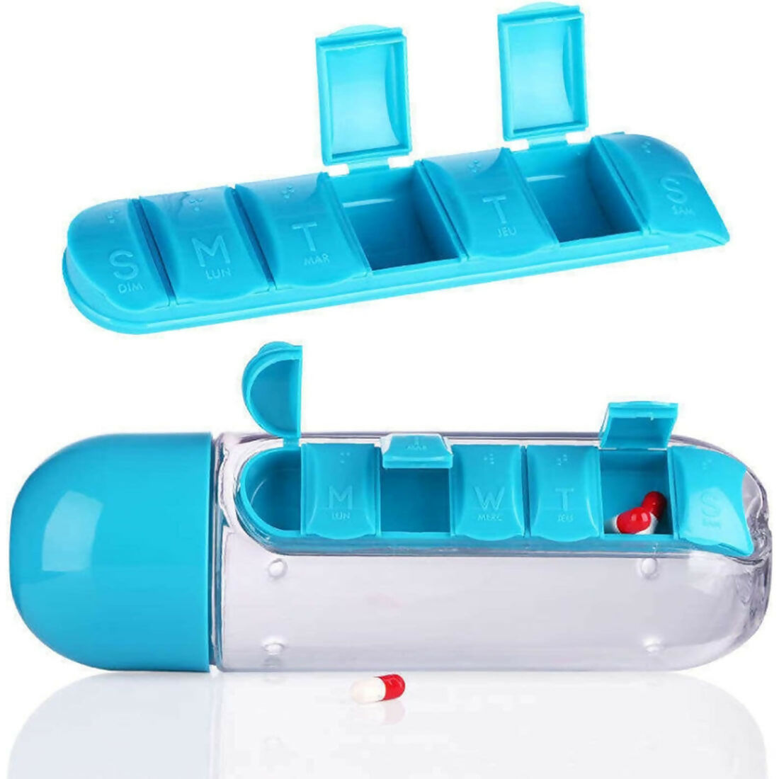 Multi-Functional Pill & Water Bottle – Travel Kit 600ml (Mix Color)