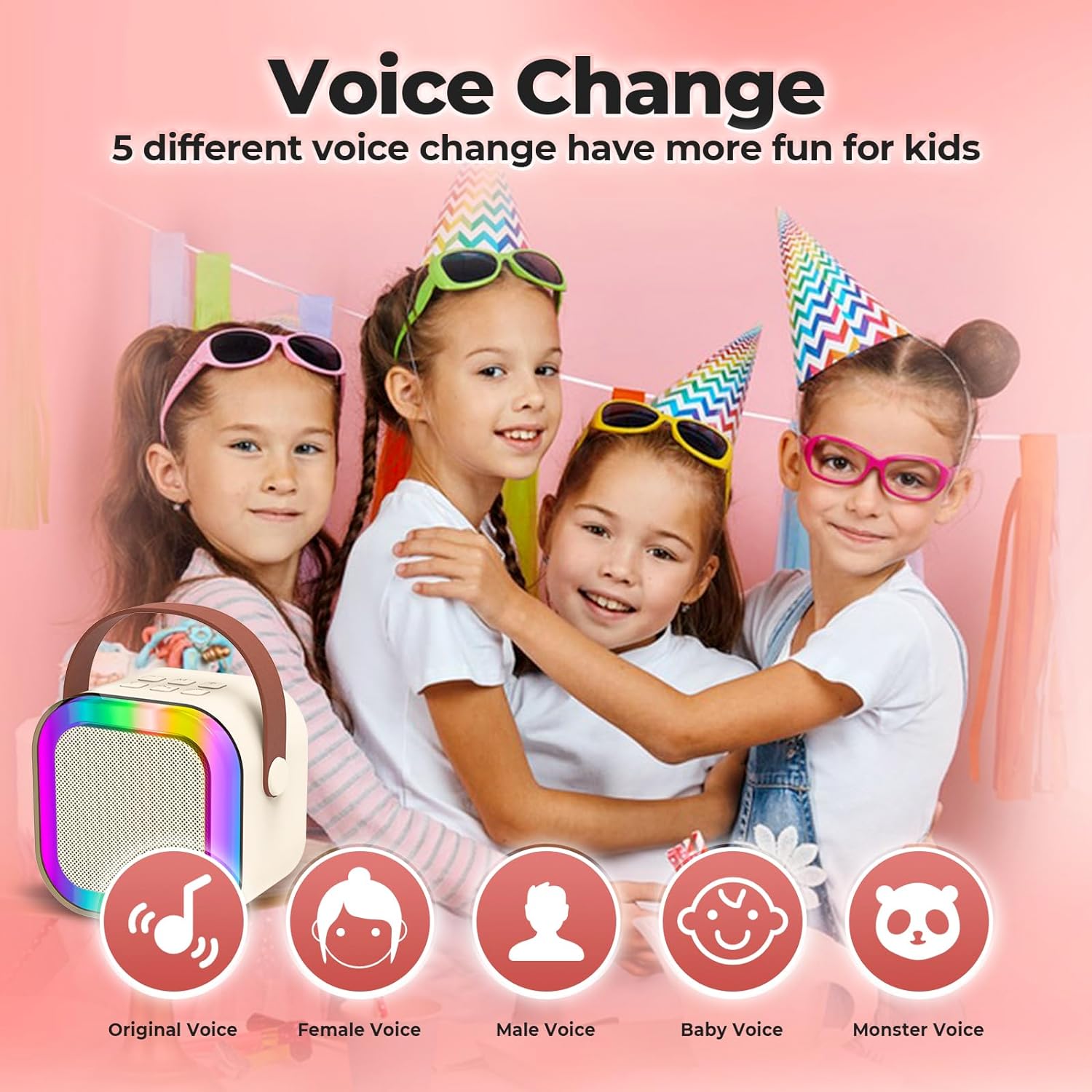 Mini Karaoke Speaker & Mic for Kids with RGB Light