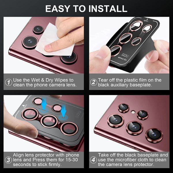 Burgundy Metallic camera ring lens guard for Samsung S22 Ultra