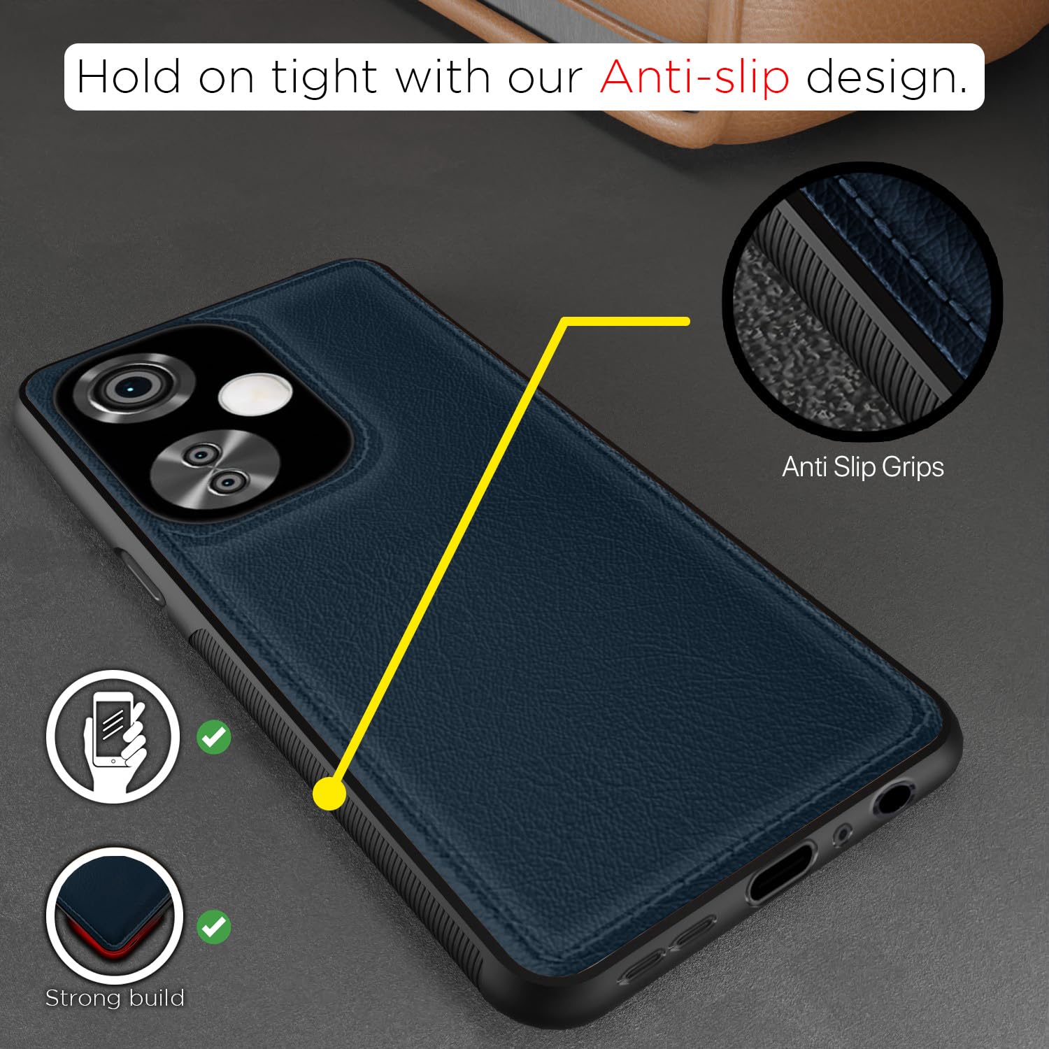 Puloka Dark Blue Leather Case for Oneplus Nord CE 3 Lite