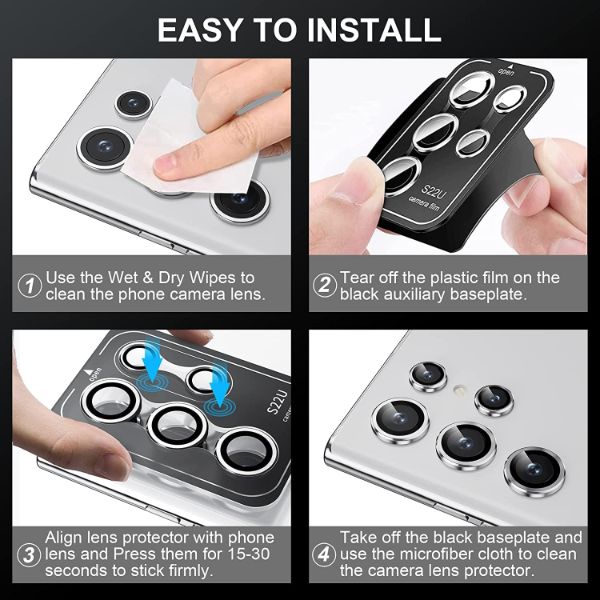 Silver Metallic camera ring lens guard for Samsung S23 Ultra