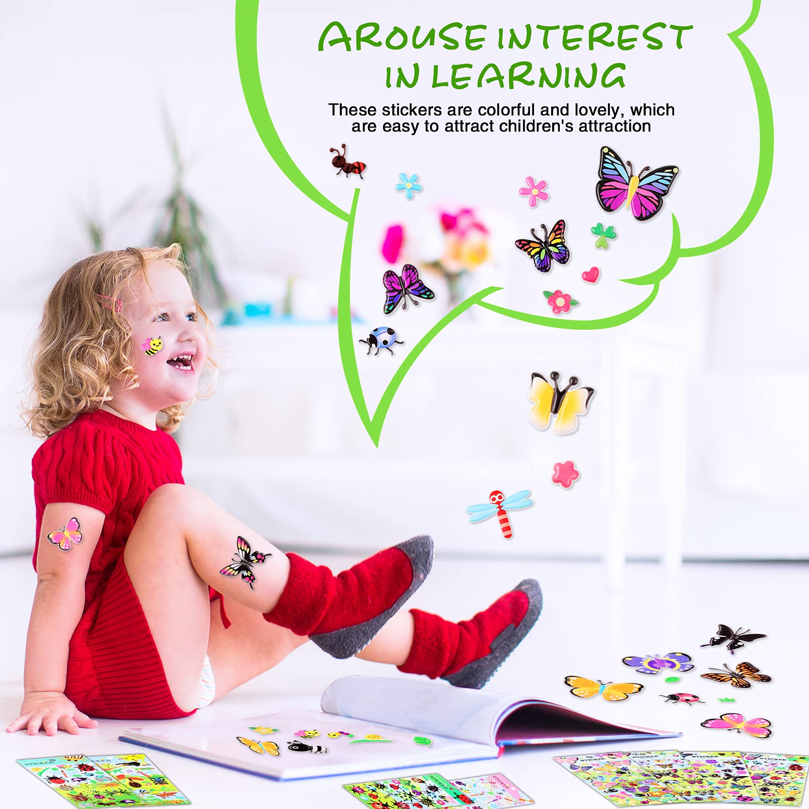 Birds, Bugs & Butterflies Nature Fluffy Stickers