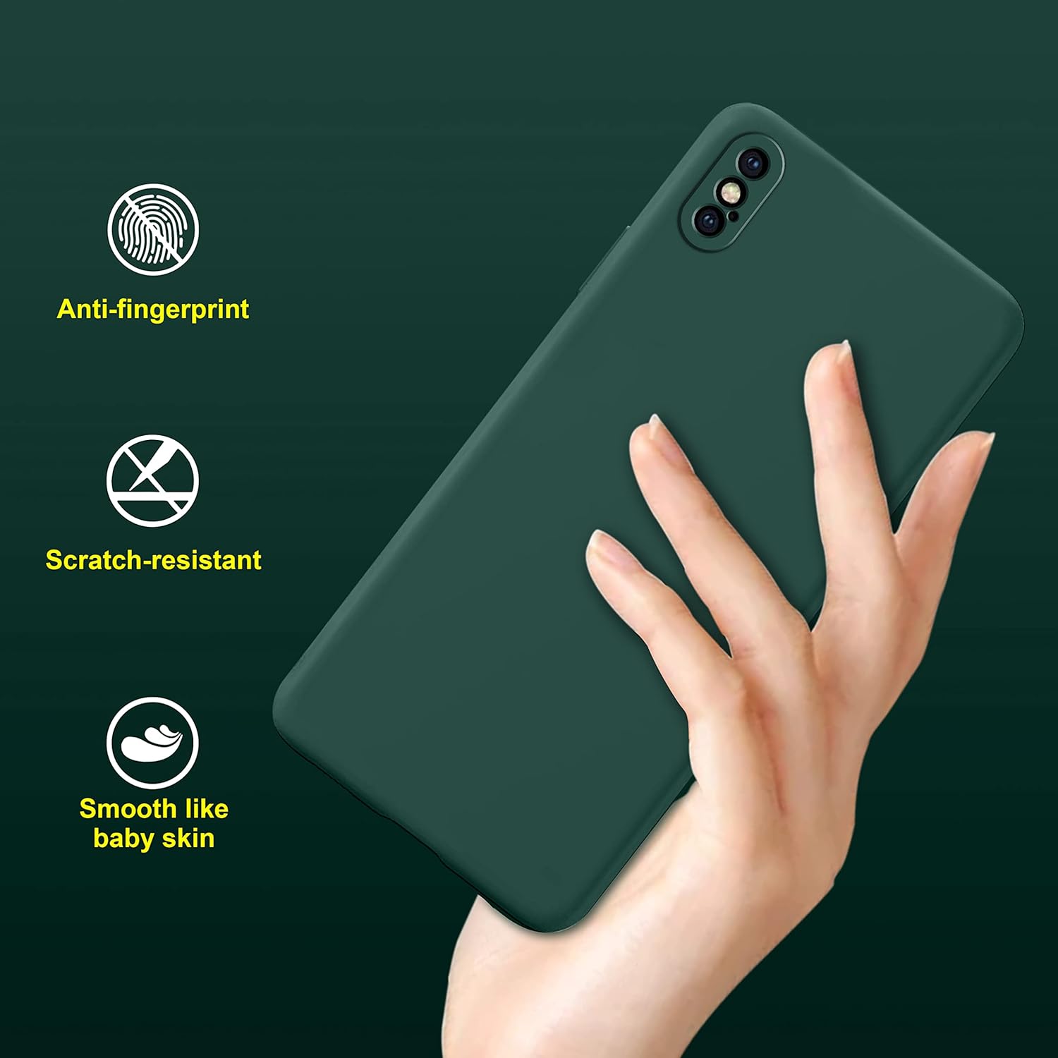 Dark Green Original Camera Safe Silicone Case for Apple Iphone X/xs