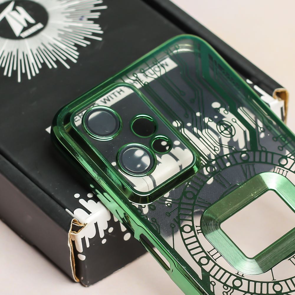 Green Watch Machine Logo Cut Transparent Case for Oneplus Nord CE 2 Lite