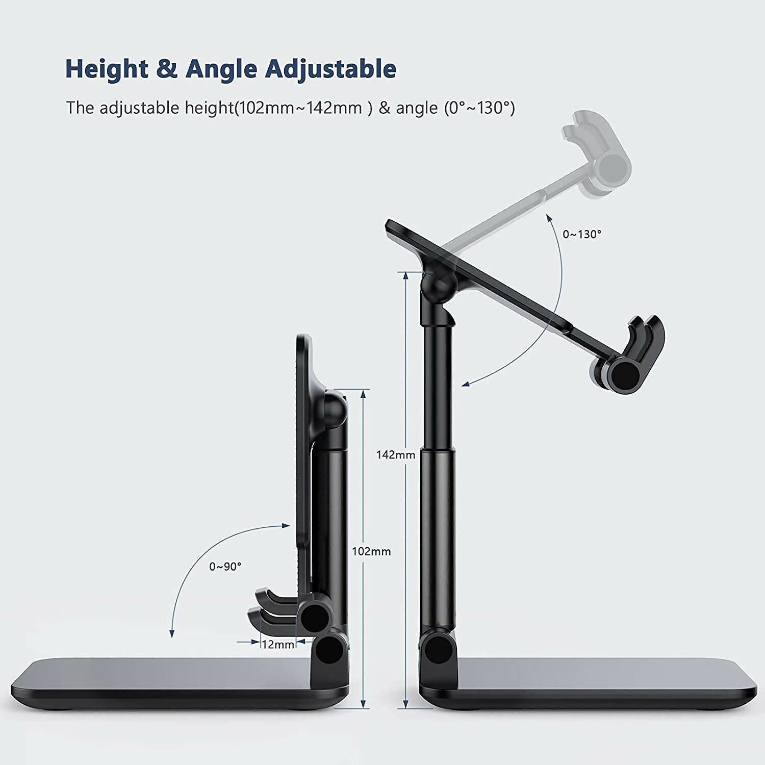 Adjustable Foldable Cell Phone & Tablet Stand Height & Angle Adjustable, Case-Friendly Dock for Phone, iPad, Kindle
