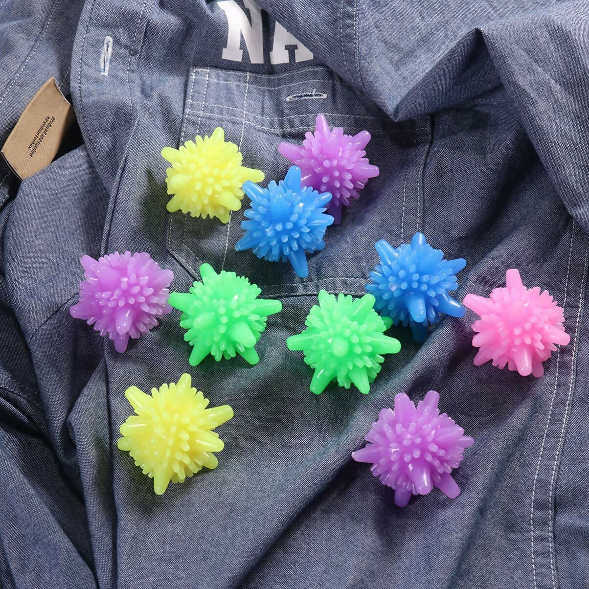 Reusable Colorful Laundry Balls Fabric Softener & Anti-Wrap Dryer Balls (Pack of 10)