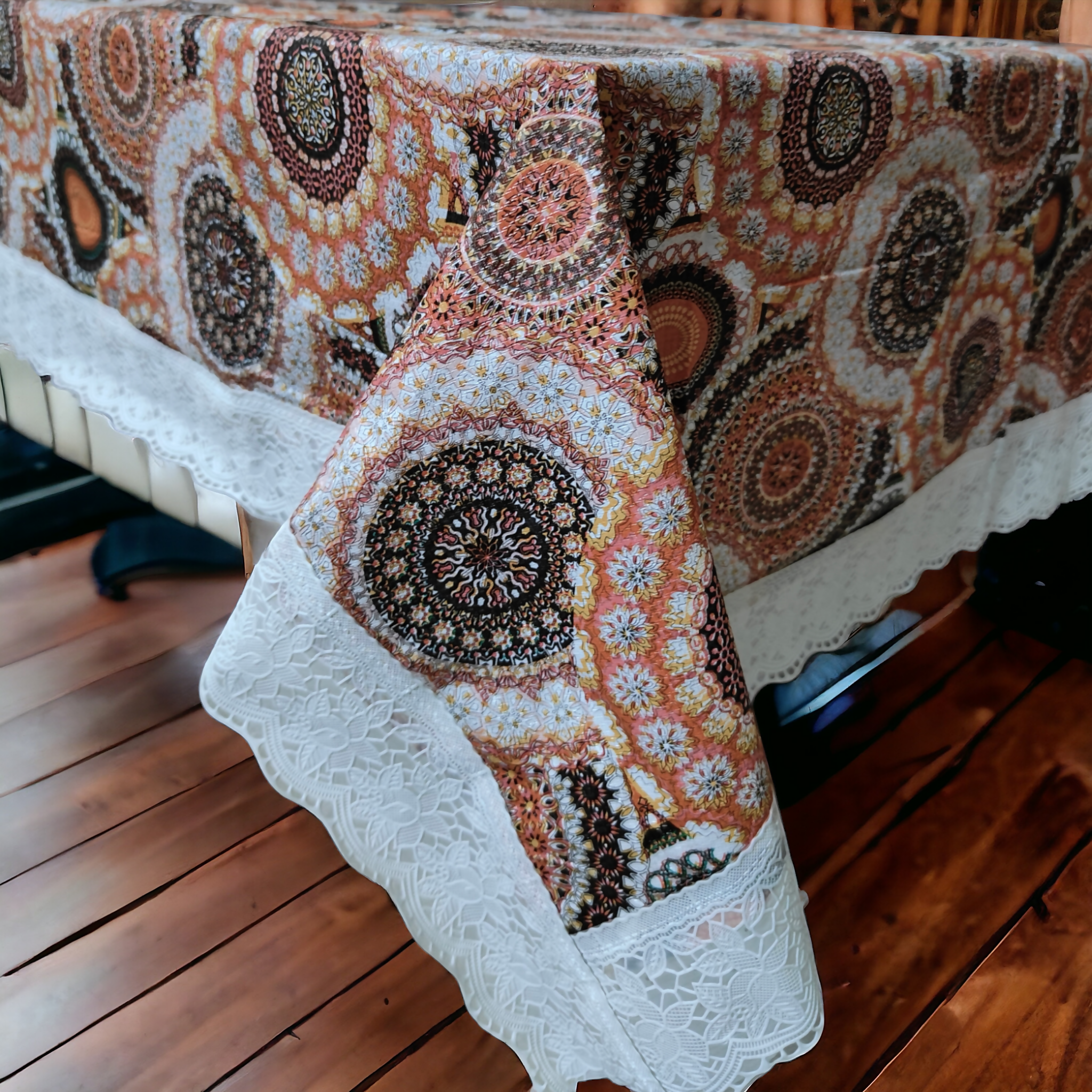 Mopak decor Table Cover 3D Medium Size 2 to 4 Seater 40*60 Classic Table Cover Printed Table Cover with Lace Centre Table Cover Rectangular Table Cover Dining table cover