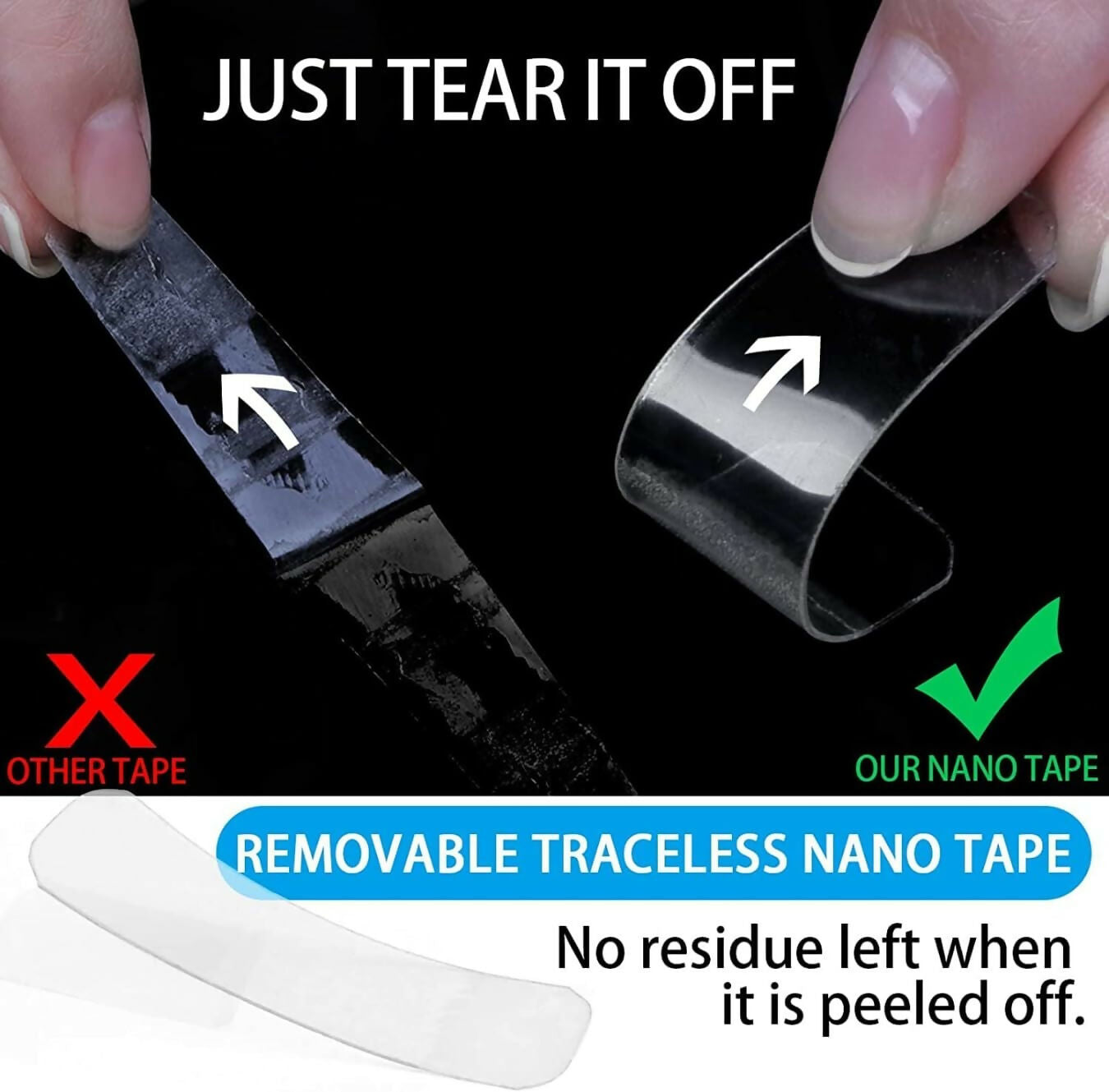 60 Pcs Heavy-Duty Clear Double-Sided Adhesive Tape with Storage Box