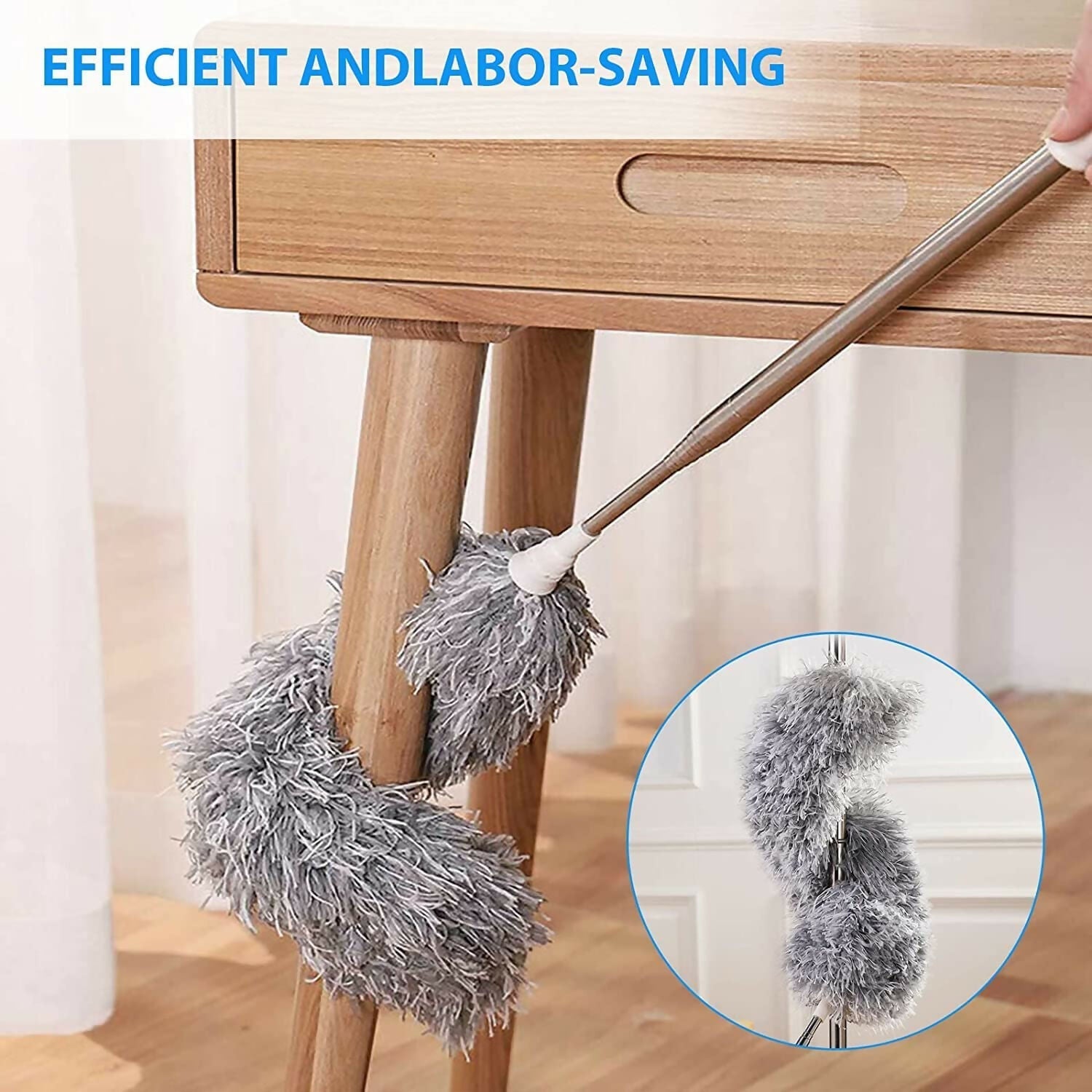 Extendable Fan Cleaning Duster with 100-Inch Expandable Pole