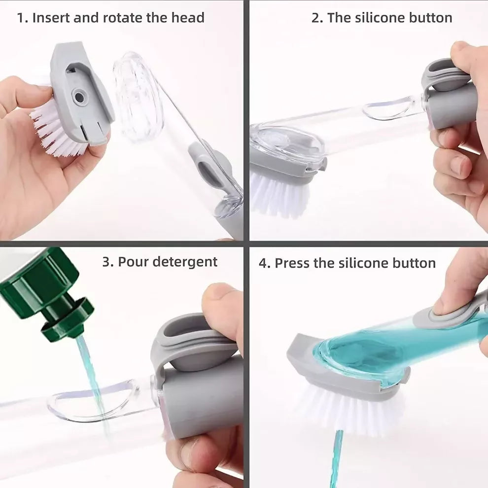 Automatic Liquid Dispenser Dish Brush Scrubber