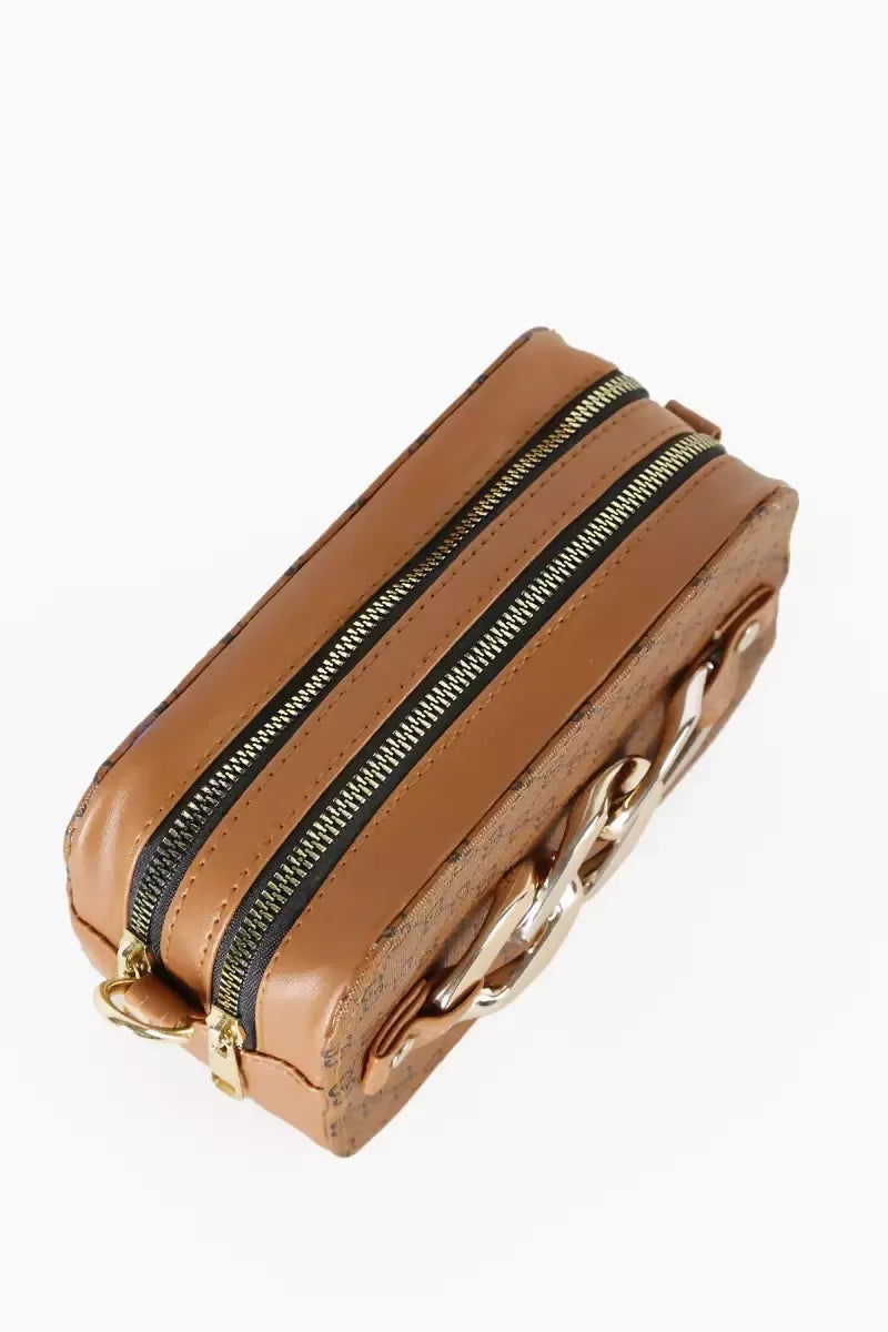 Printed Casual Sling Bag for Women - Brown