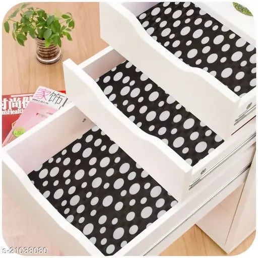 Mopak Decor ShelfLiner used for Wardrobe kitchen cabinet Drawer Slab Roll (Black Dot)