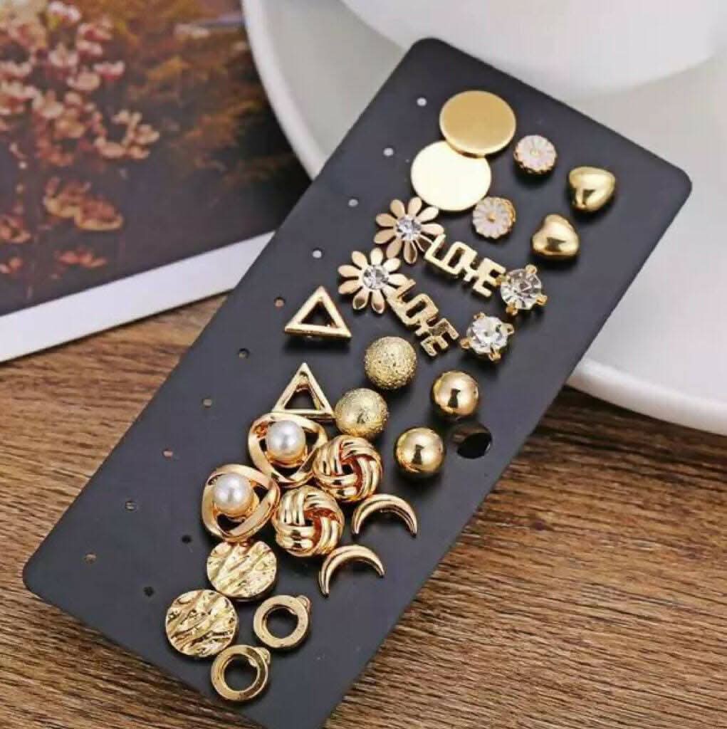 Pinapes Fashion Metal Earrings Set of 14-Pair Combo for Women and Girls