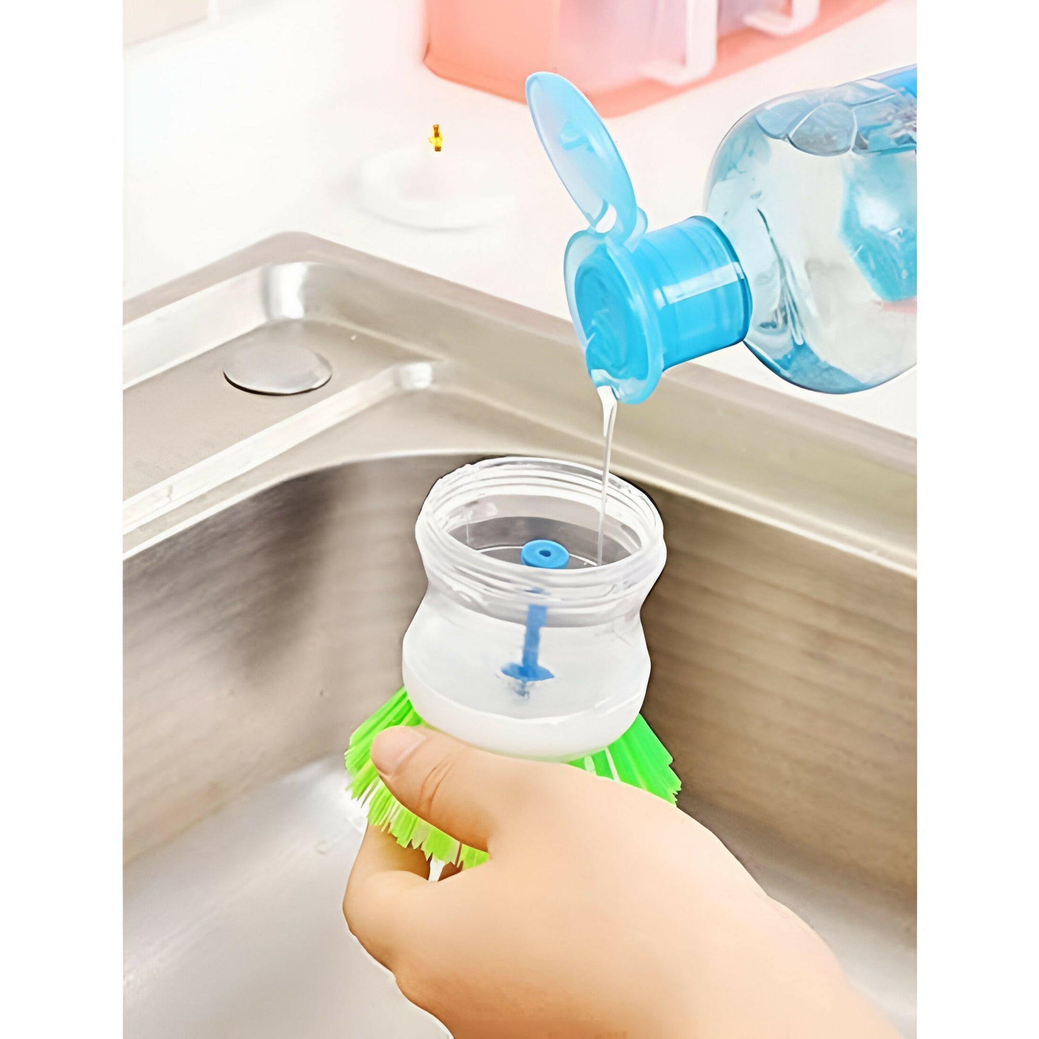 Premium Plastic Cleaning Brush with Built-in Liquid Soap Dispenser