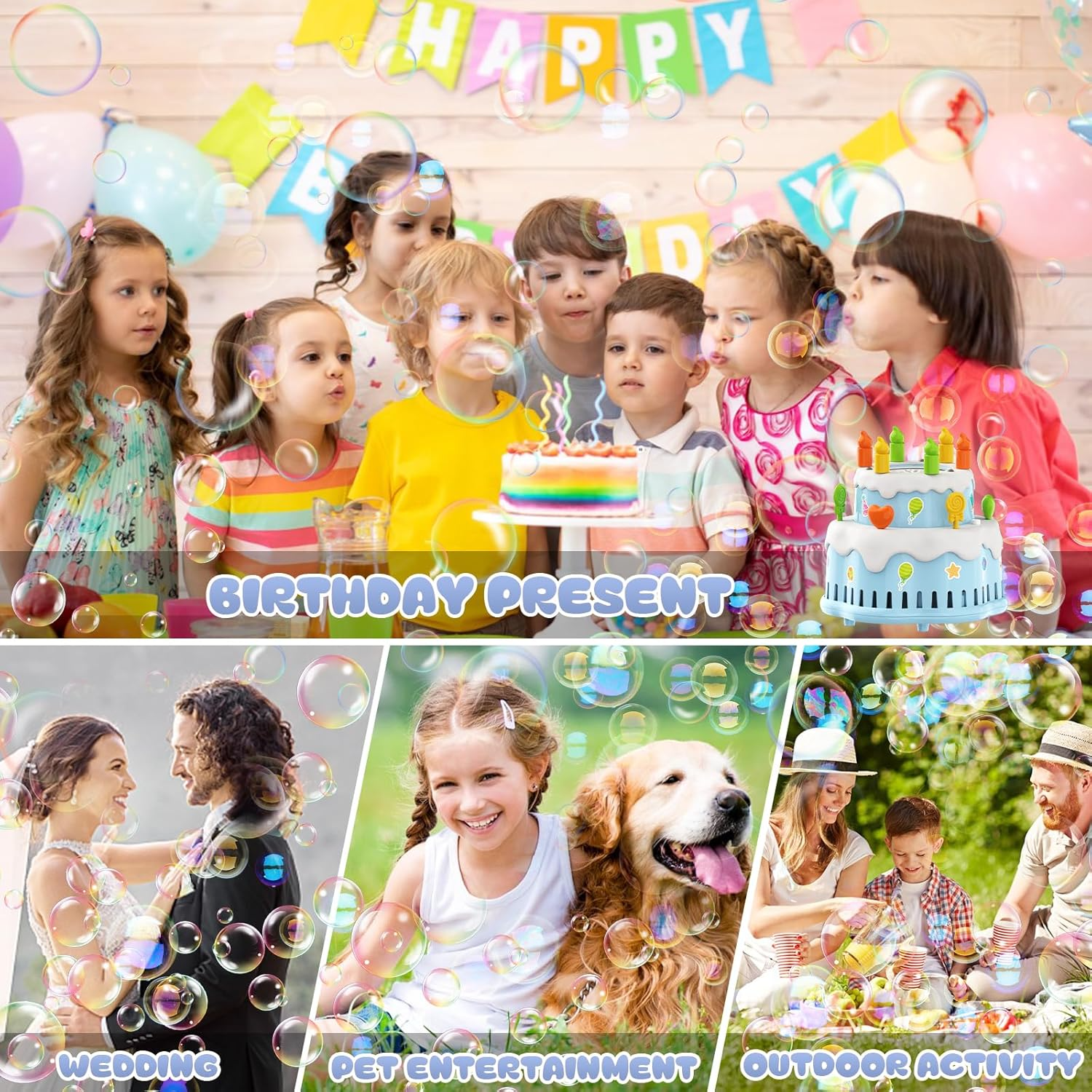 Magical Birthday Cake Automatic Bubble Machine