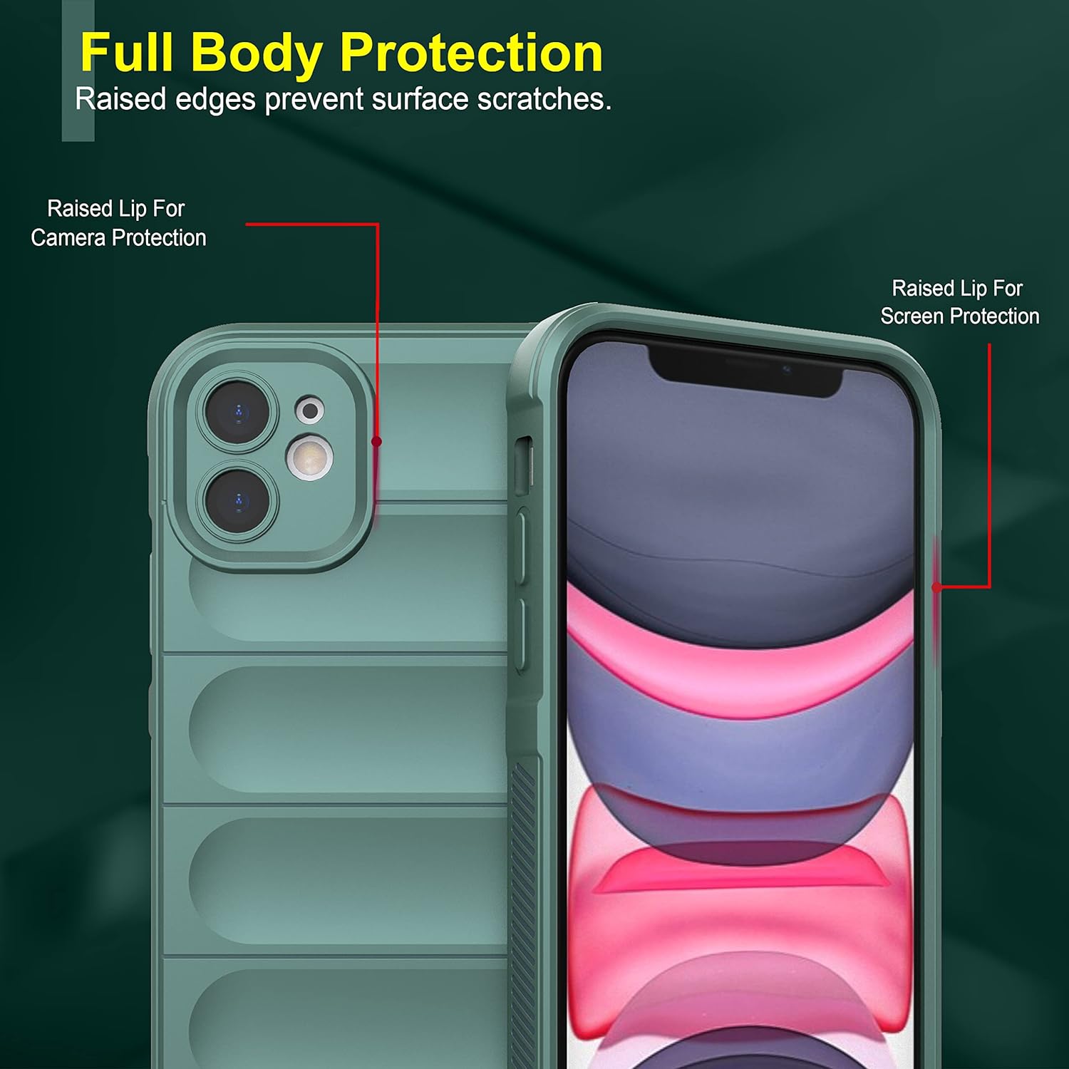 Dark Green Wave Case for Apple Iphone 11