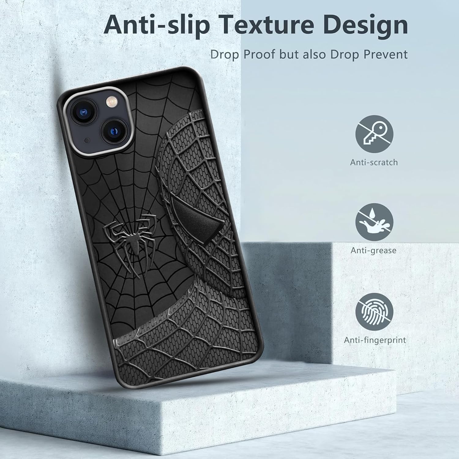 SP-Superhero Engraved logo silicon Case for Apple Iphone 14