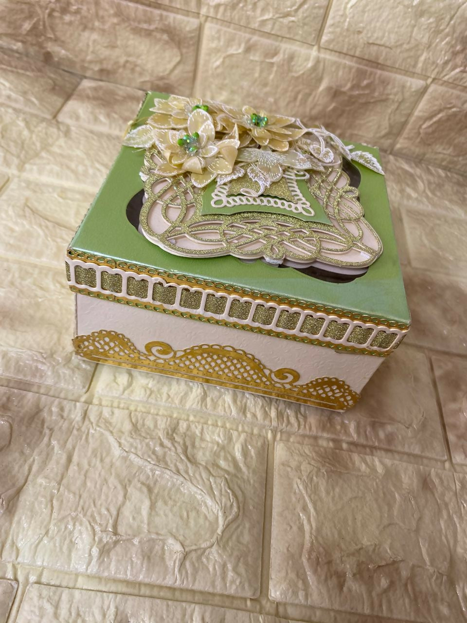 Elegant Floral Gift Box with Intricate Cutwork Design