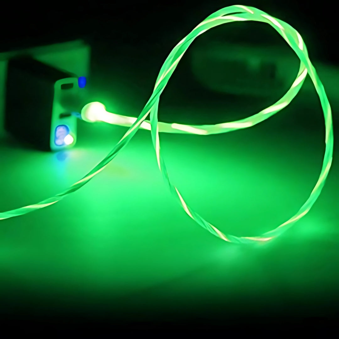 GREEN LED LIGHT ROTATE MAGNETIC (3 in 1) Charging Cable