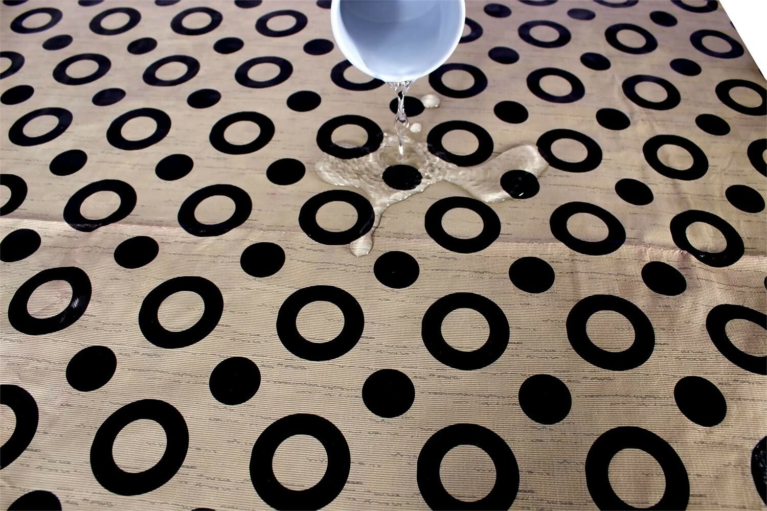 Mopak Decor 3D Printed Table Cover with Lace Brown Black Circle Design