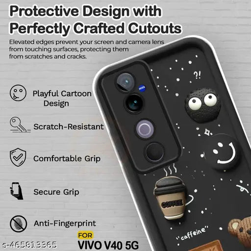 Black COFFEE (ALWAYS HAPPY) Silicone case for Vivo V40