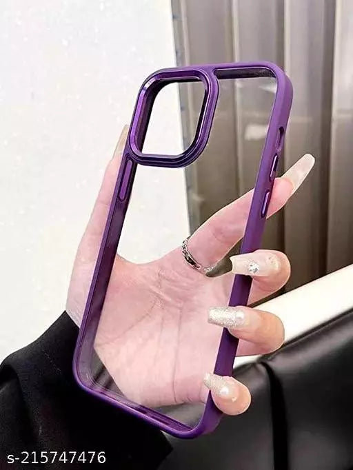 Deep Purple Metal Safe Transparent Case for Apple iphone 15 Pro