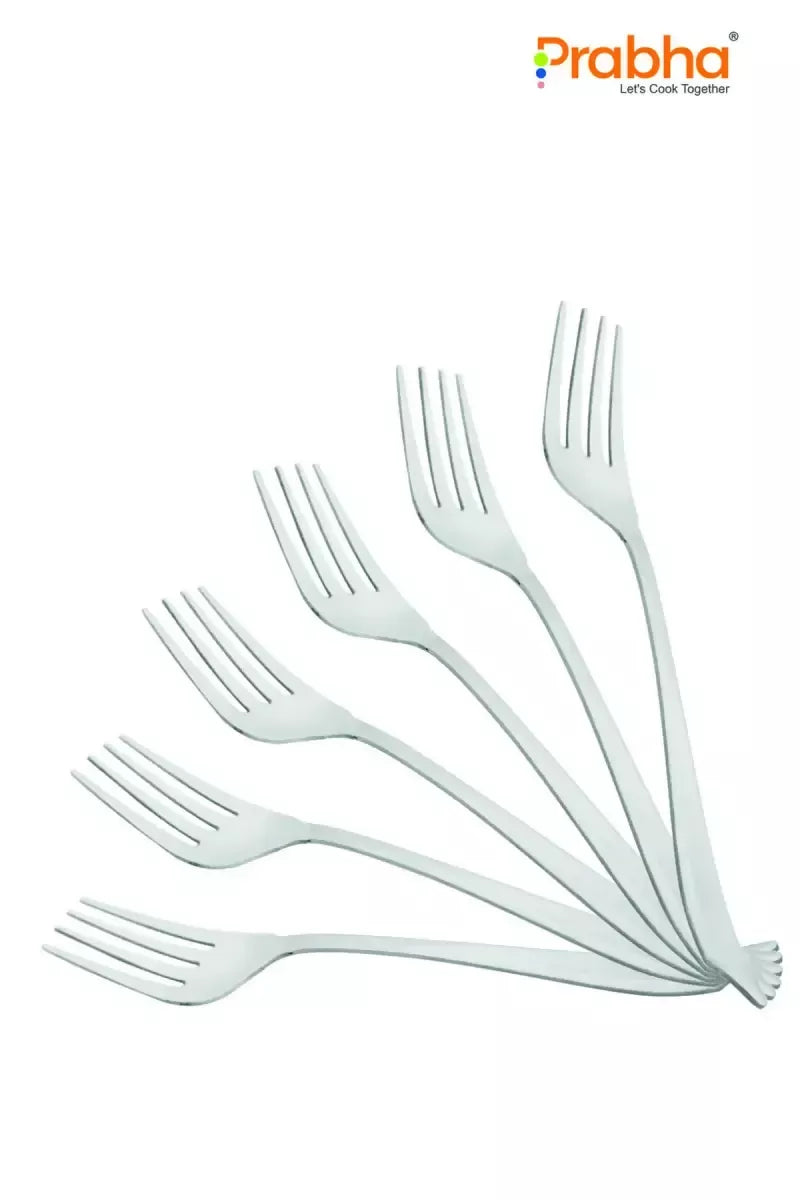 Prabha Stainless Steel Monalisa Tea Fork Set - 14cm