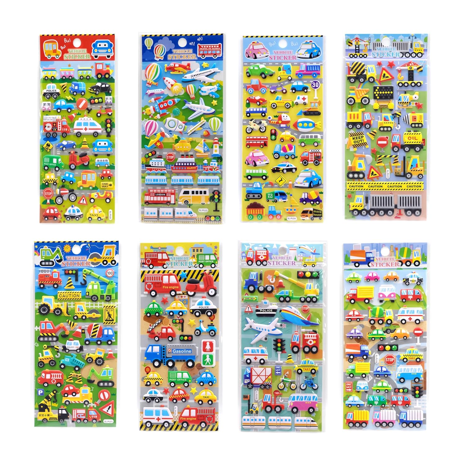 Adorable Vehicle Transportation Fluffy Stickers