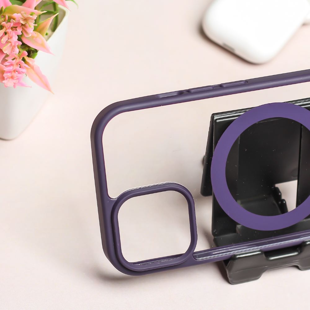 Deep Purple MagSafe Clear Transparent Silicone case for Apple iphone 12