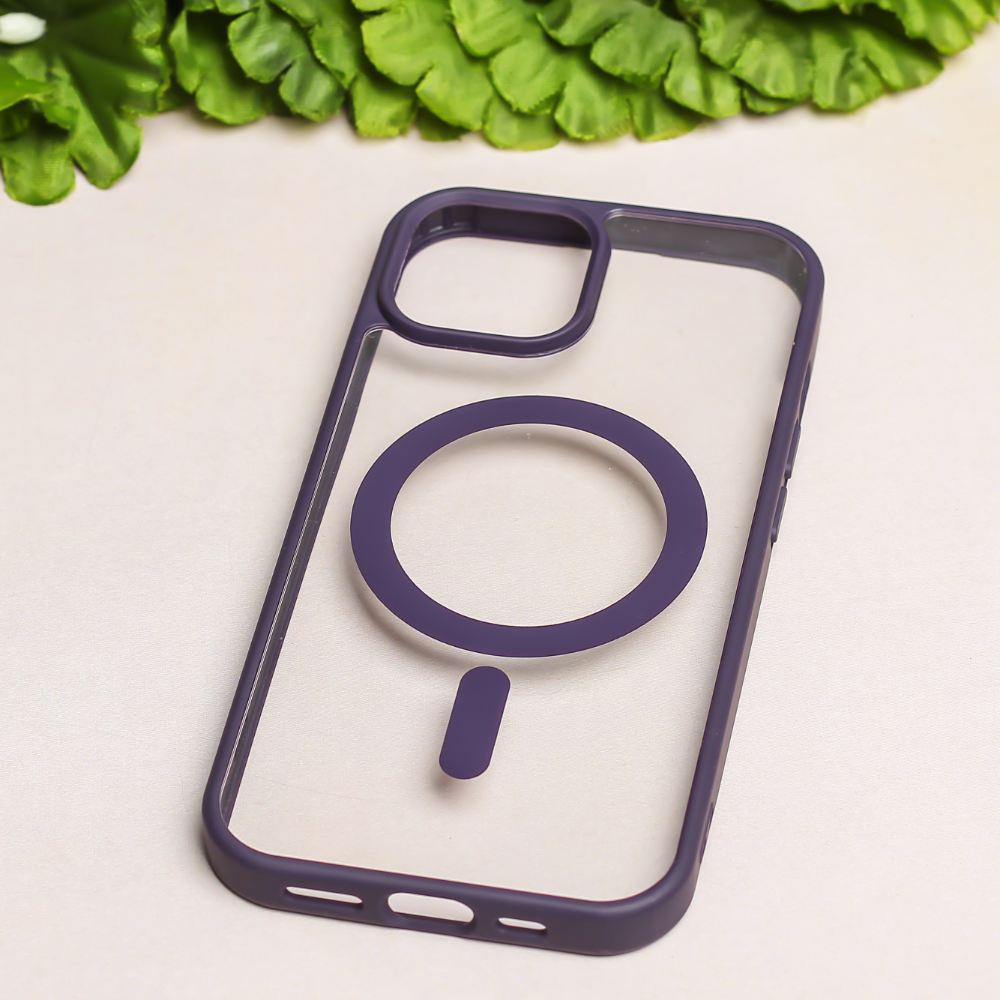 Deep Purple MagSafe Clear Transparent Silicone case for Apple iphone 12