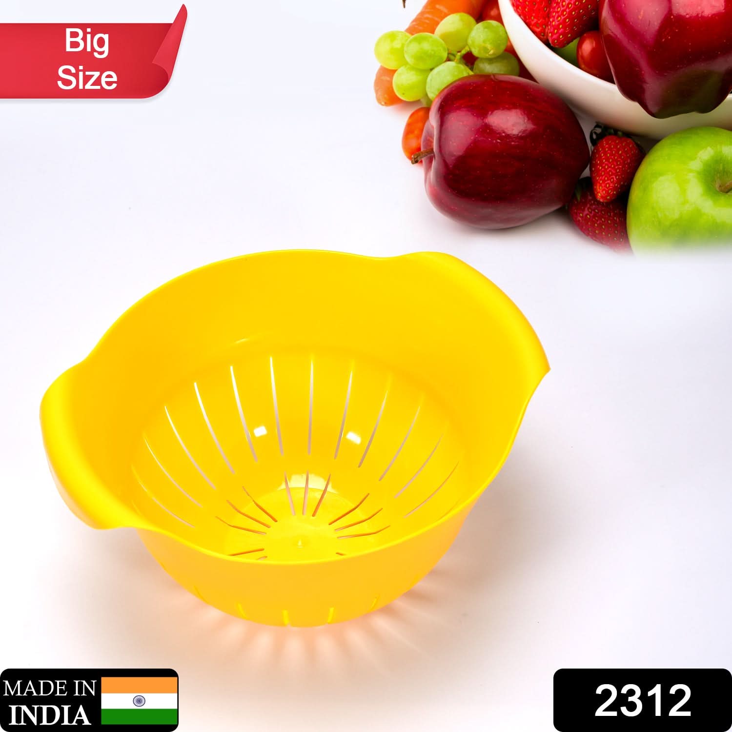 Plastic Fruits & Vegetable Washing Bowl with Strainer