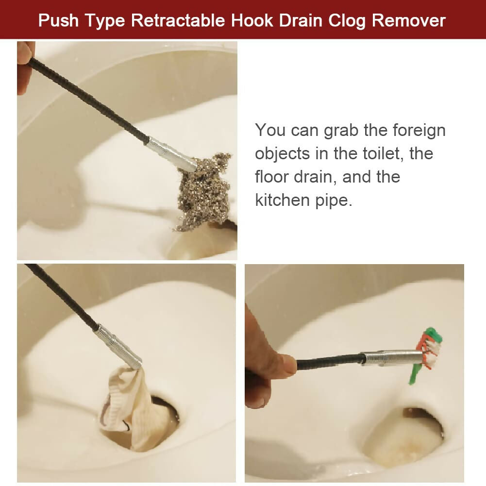 Stainless Steel Hair Catching Claw Sewer Dredge Remover Tool (160 cm)