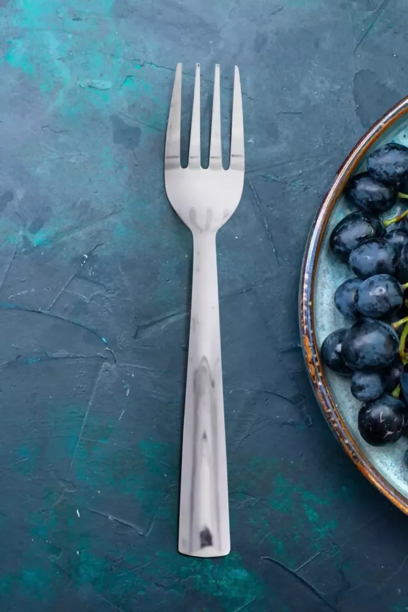 Prabha Stainless Steel Petal Dessert Plain Fork Set - 19cm