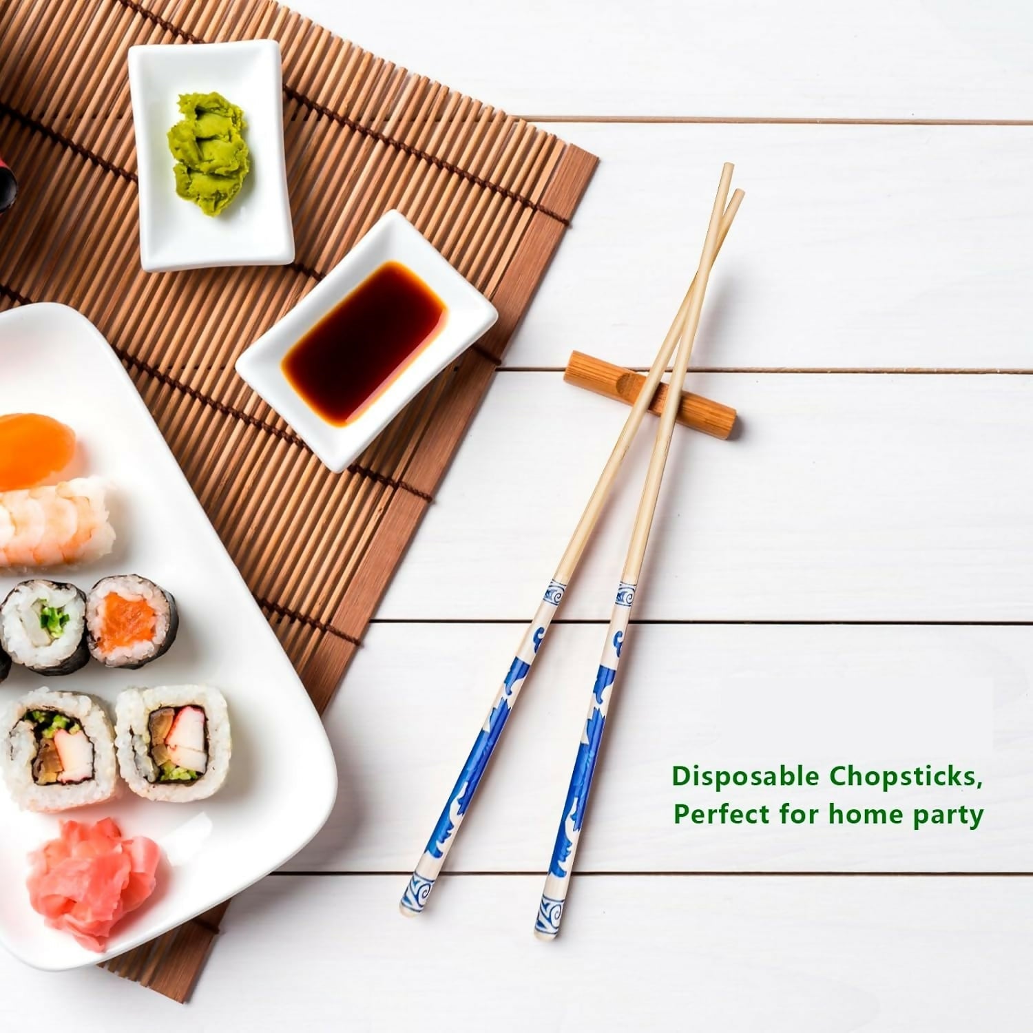 Multispace 5 Pairs Natural Bamboo Reusable Chopsticks for Sushi, Noodles, Fried Rice