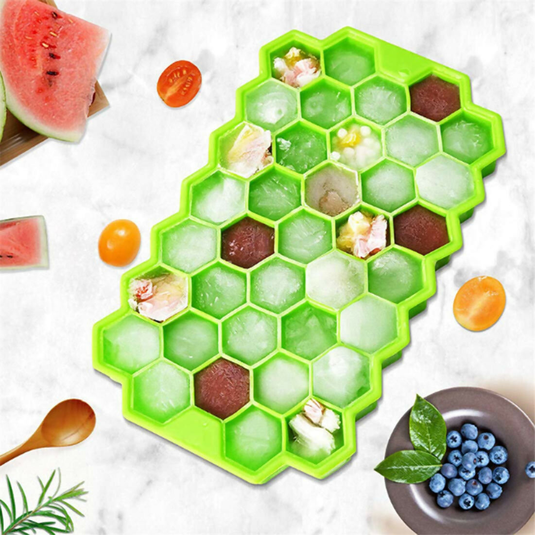 Stackable Silicone Ice Cube Tray With Mold Easy Release (Multicolours)