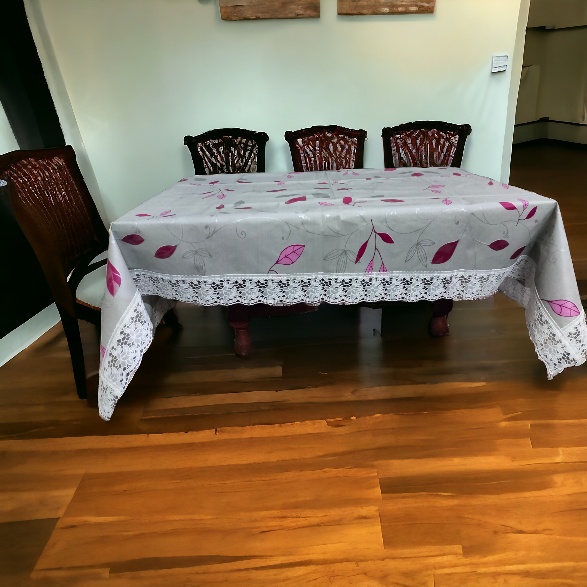 Mopak Decor Table Cover 3D Medium Size 2 to 4 Seater (40*60,Red) Classic Table Cover Printed Table Cover with Lace Centre Table Cover Rectangular Table Cover Dining table cover