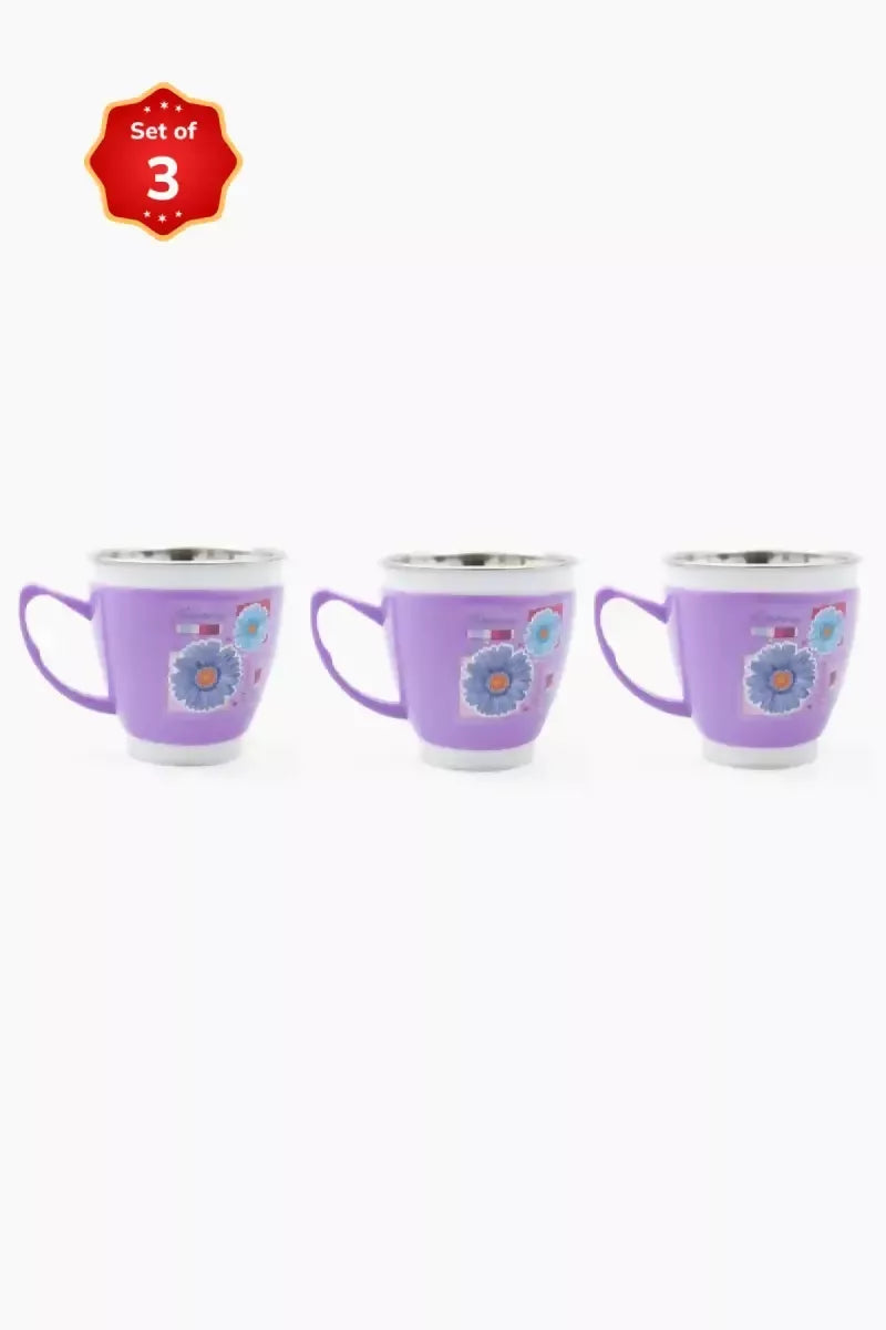 Plastic & Stainless Steel Cup, Set of 3 - 90ml (each)