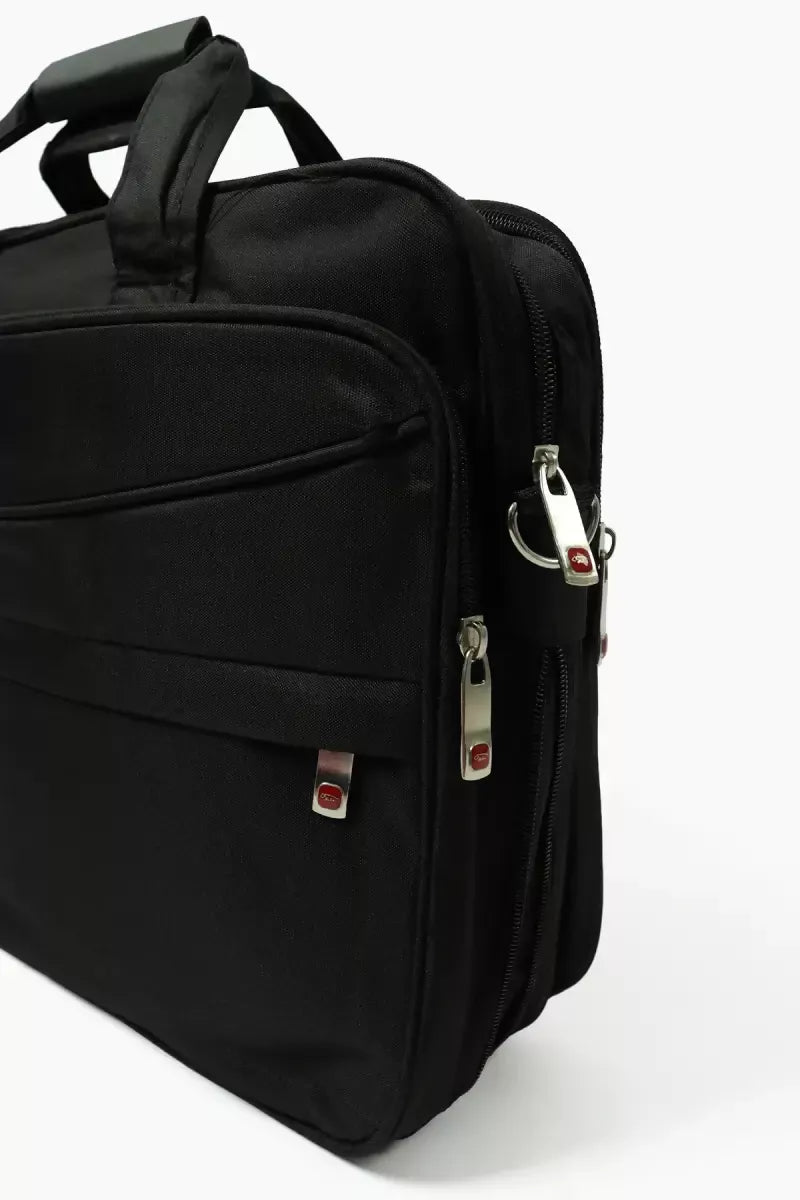 Synthetic Fabric Office Laptop Bags for Men - Black