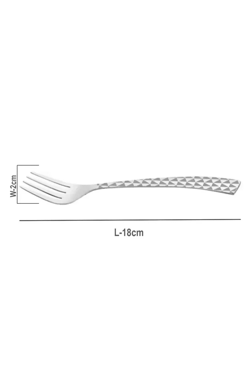 Prabha Stainless Steel Crysta Dessert Fork Set - 18cm (6 pcs)