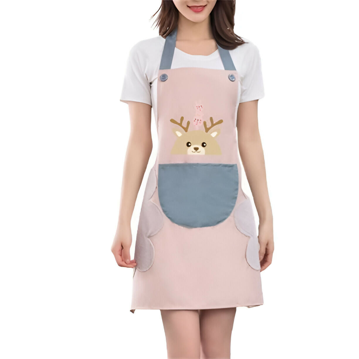 HOMEGLARE Deer With Pockets and Hand-Wiping Apron (Random Colour,Single Pc)