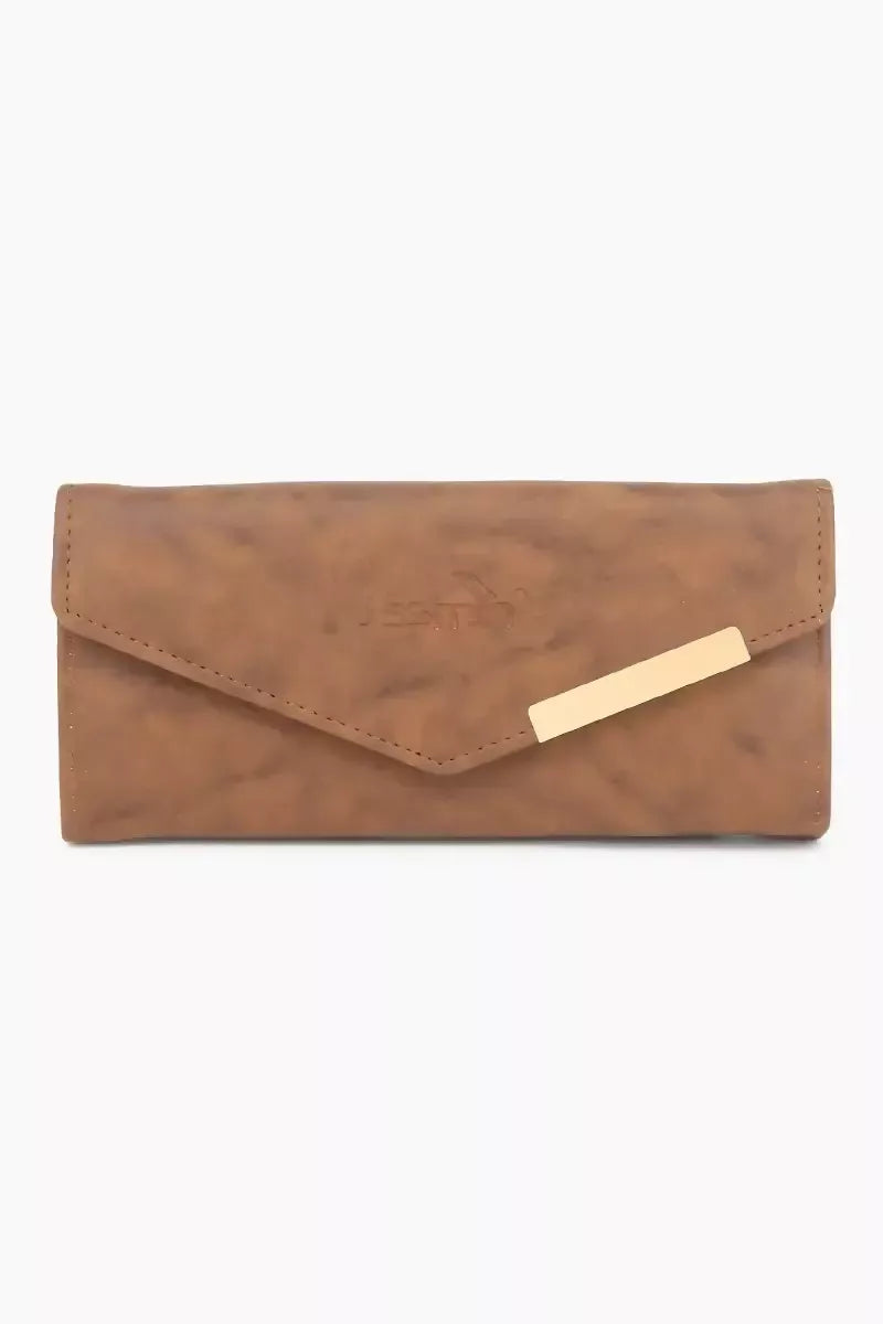 Faux Leather Solid Casual Purse for Women - Dark Brown